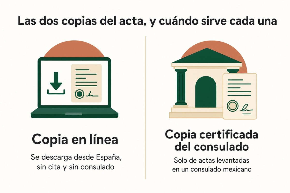 Las dos copias del acta, y cuándo sirve cada una