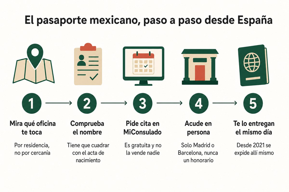 El pasaporte mexicano, paso a paso desde España