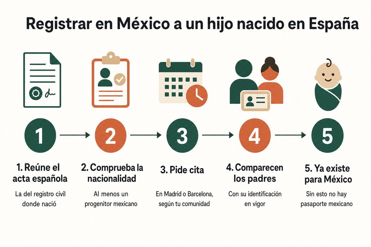 Registrar en México a un hijo nacido en España